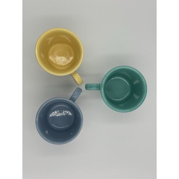 Vintage Fiestaware Java Mugs – Set of 3 – Yellow, Turquoise, Periwinkle - Picture 4 of 4